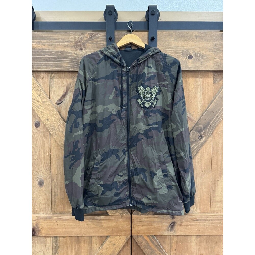 Full Throttle Y2K Camo Green Windbreaker Jacket Men's Size XL Energy Drink